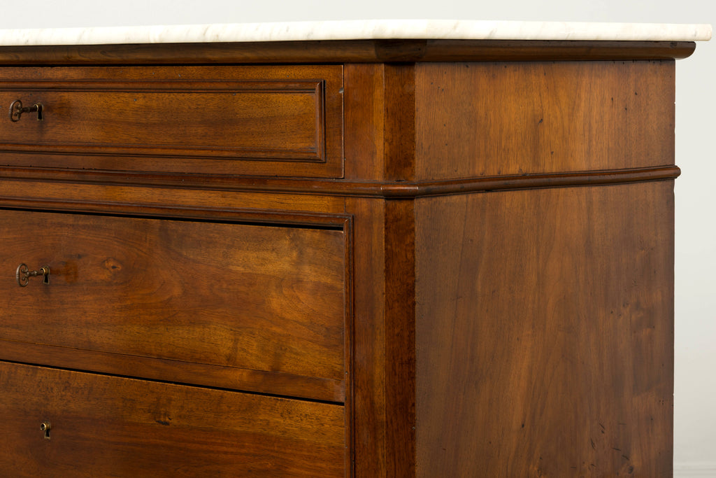 Mid-19th Century French Louis Philippe Walnut Marble Top Commode