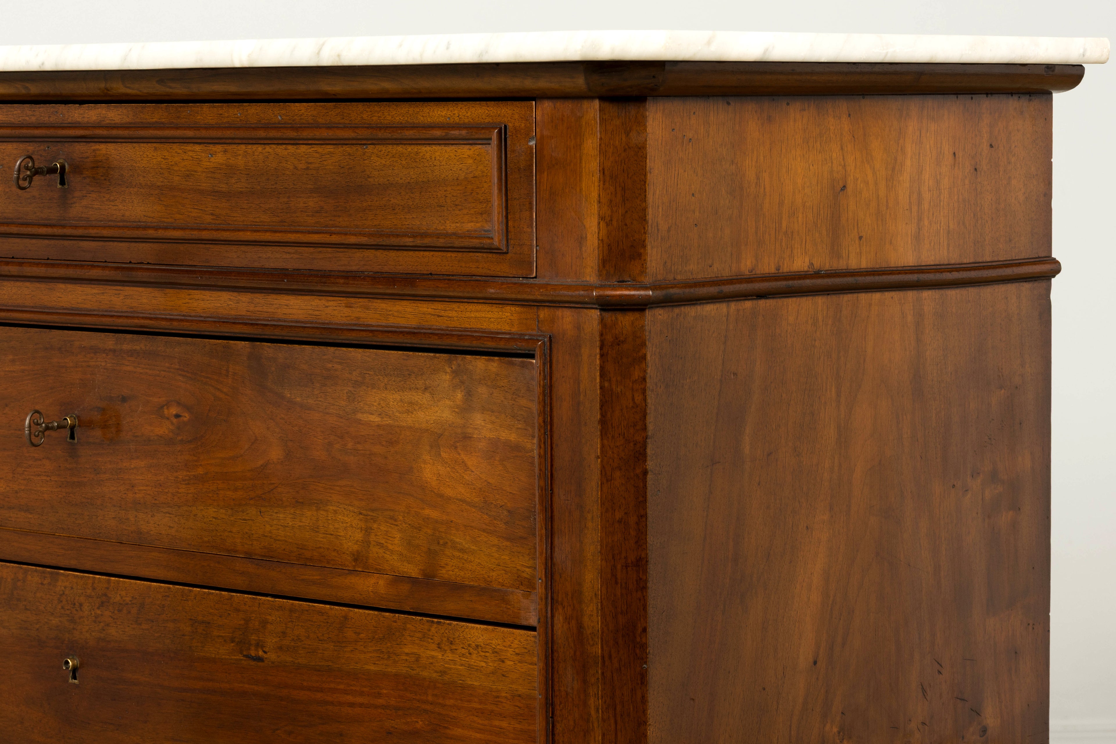 Mid-19th Century French Louis Philippe Walnut Marble Top Commode