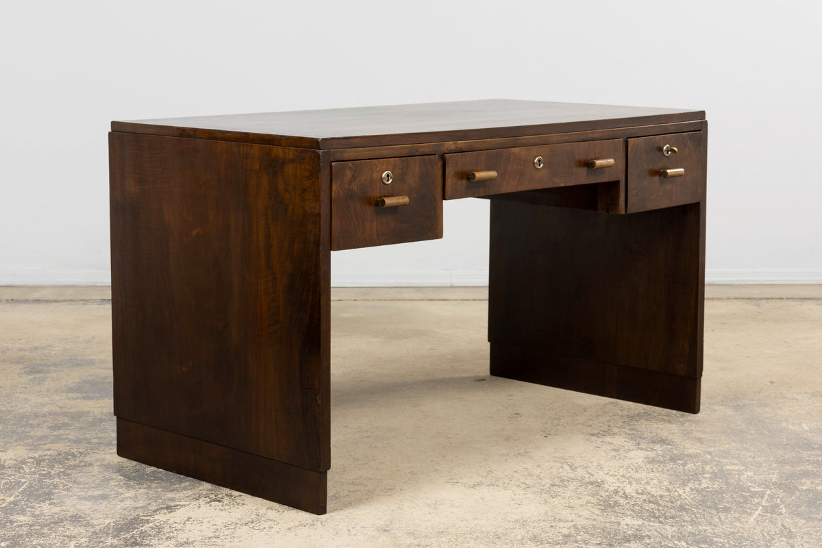 1930s French Art Deco Walnut Writing Desk