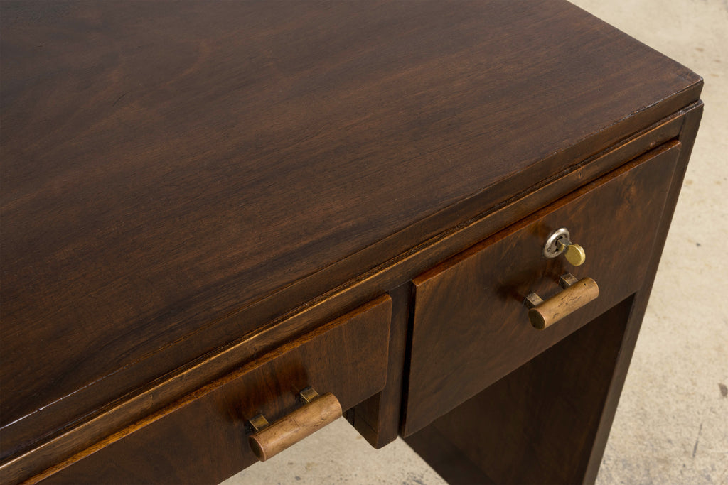 1930s French Art Deco Walnut Writing Desk