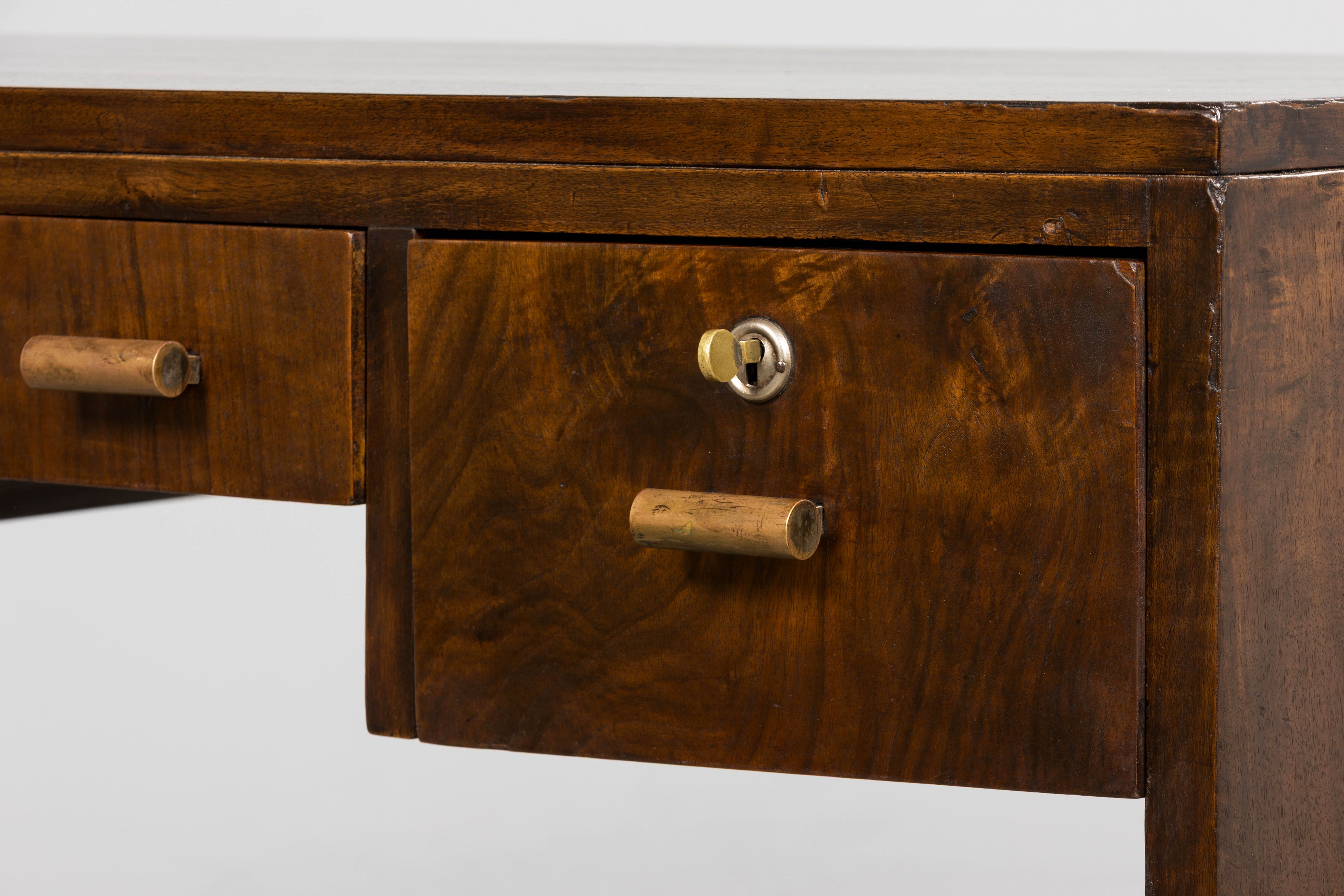 1930s French Art Deco Walnut Writing Desk