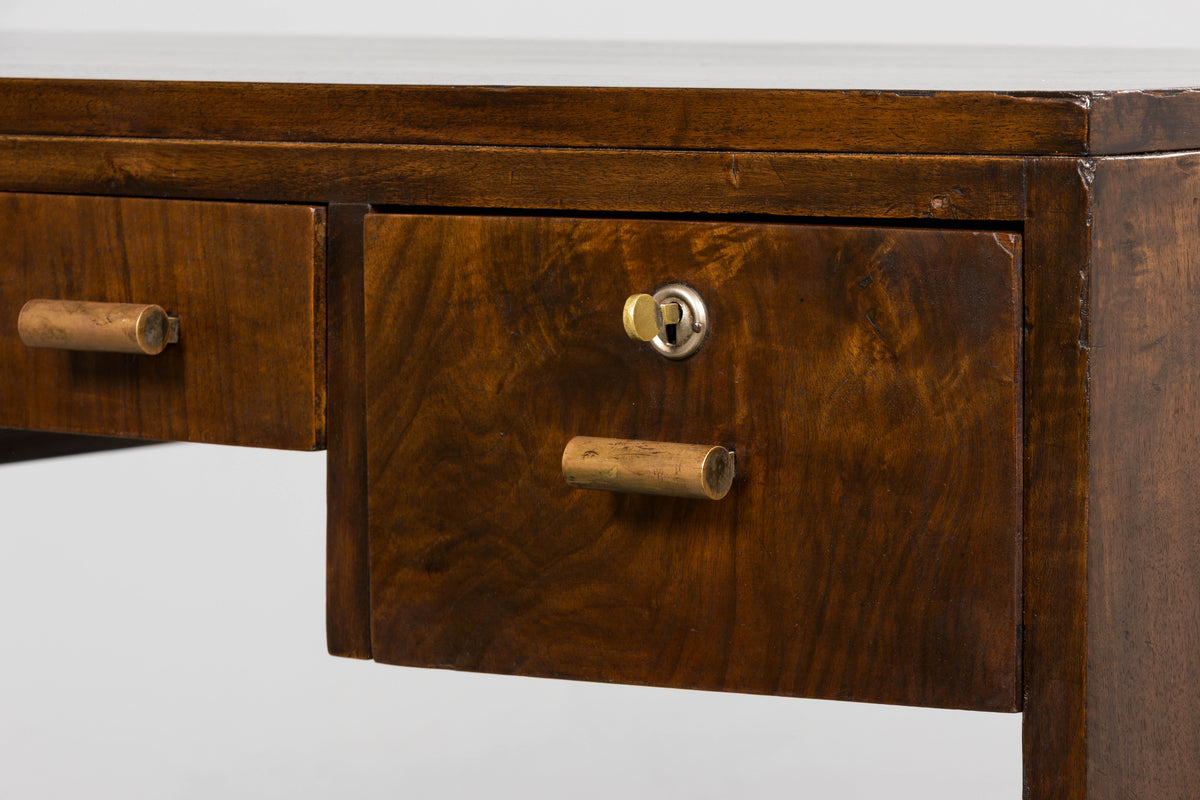 1930s French Art Deco Walnut Writing Desk