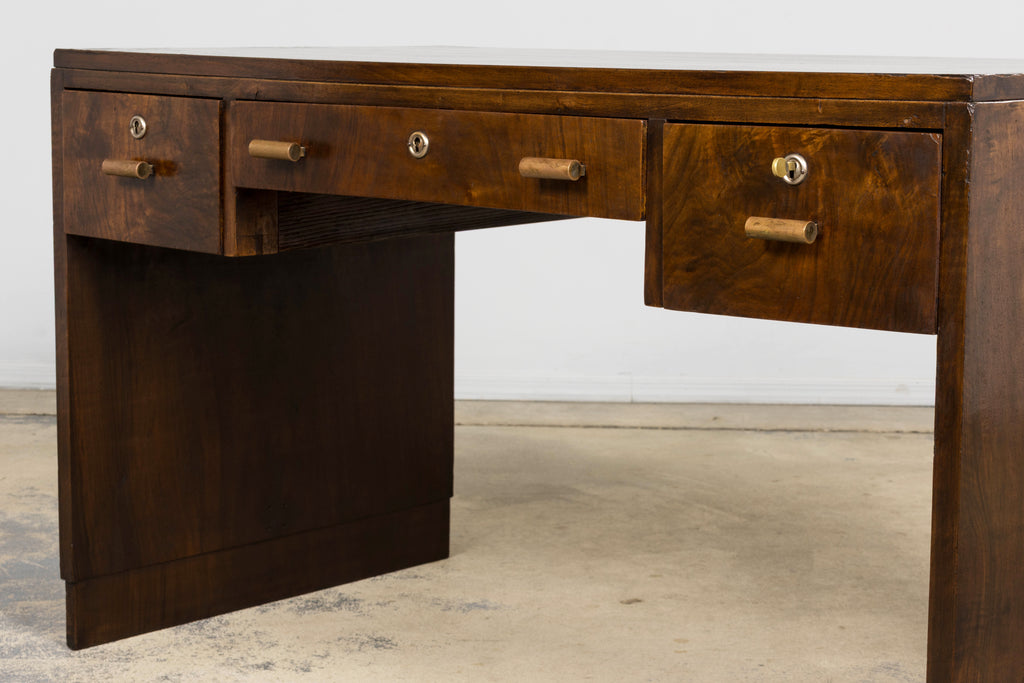 1930s French Art Deco Walnut Writing Desk