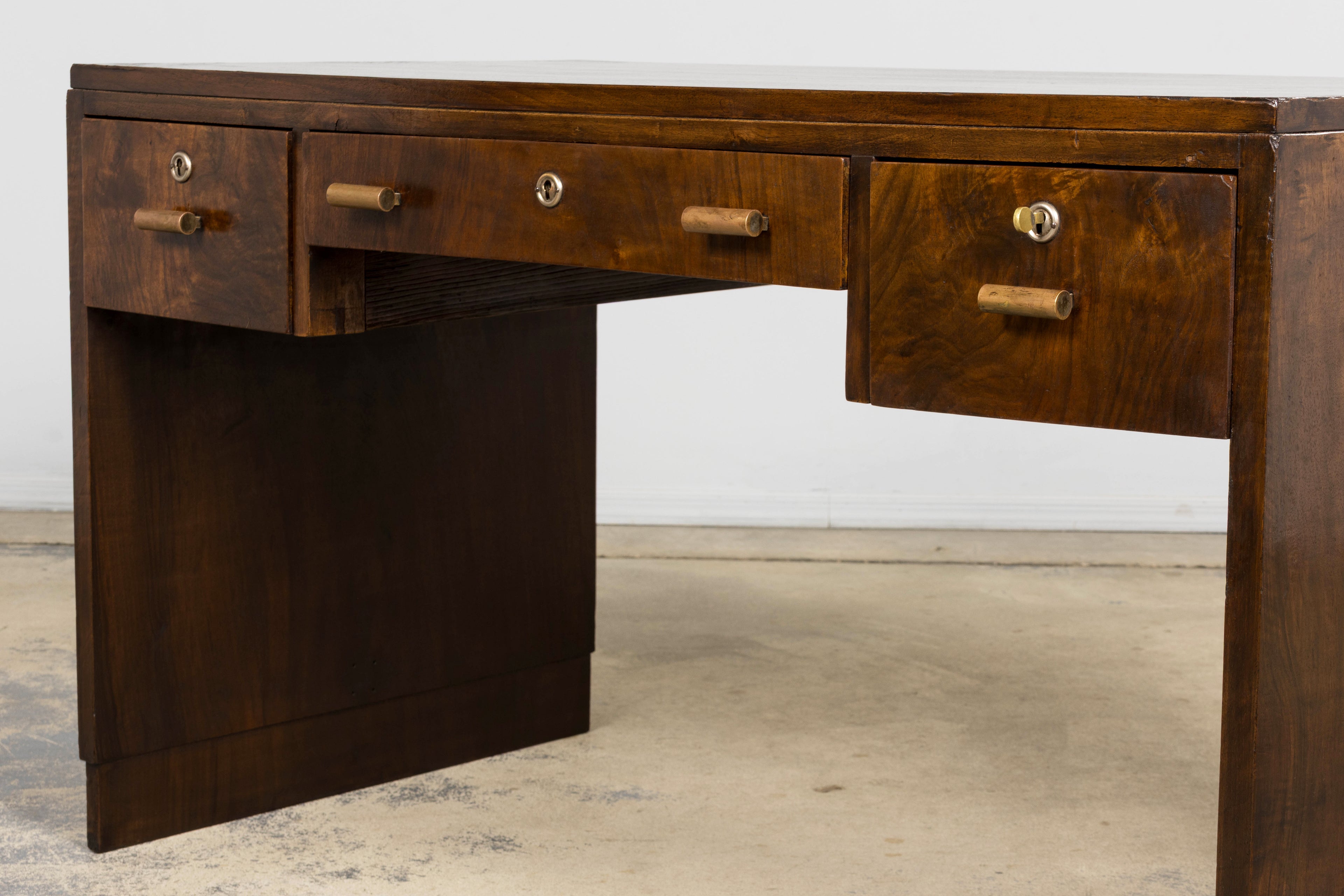 1930s French Art Deco Walnut Writing Desk