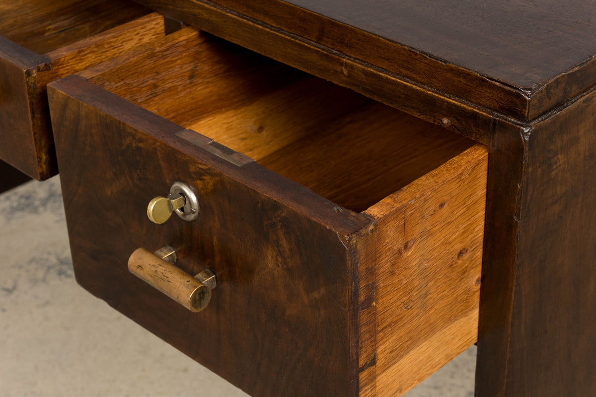 1930s French Art Deco Walnut Writing Desk