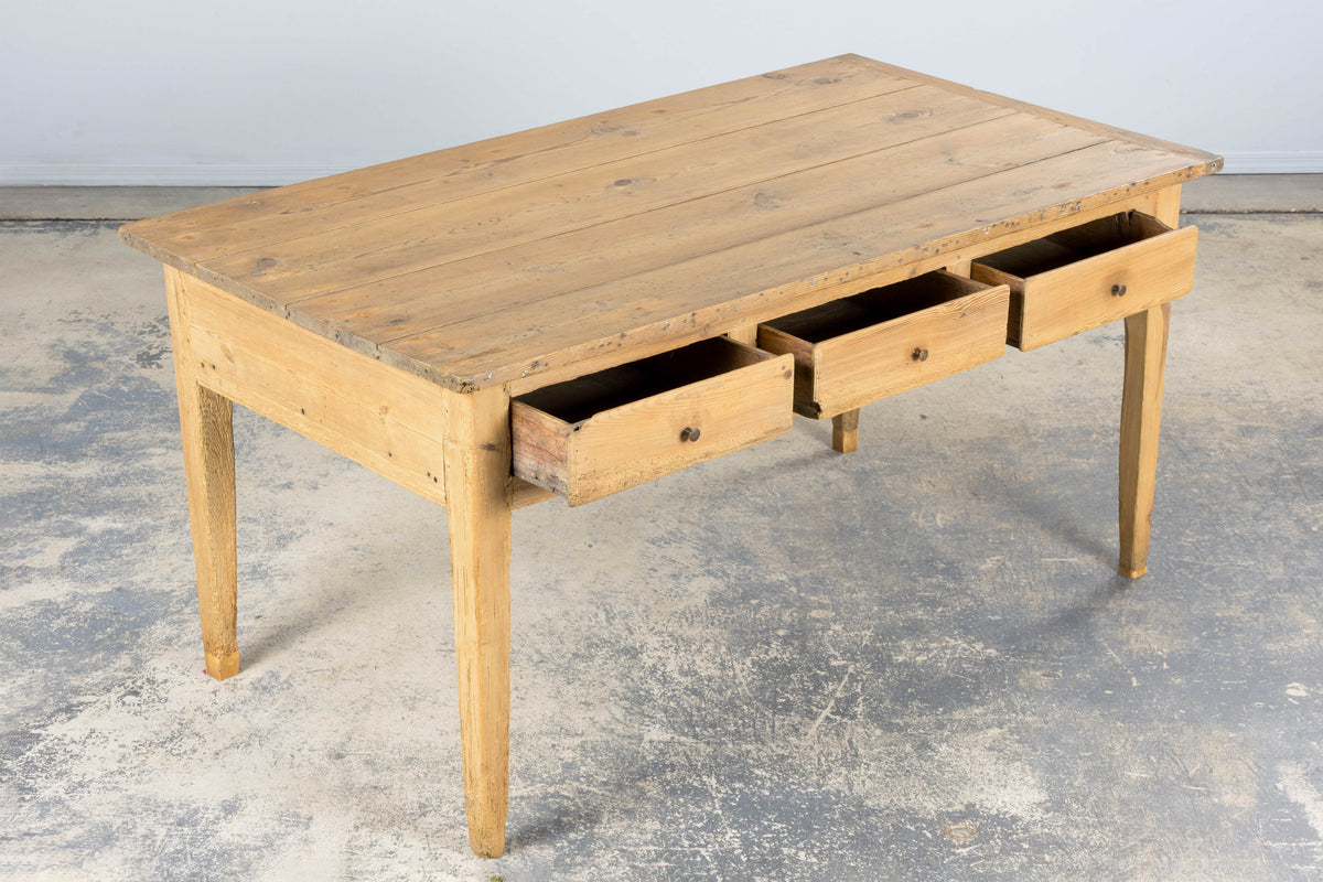 19th Century Country French Provincial Pine Farmhouse Island