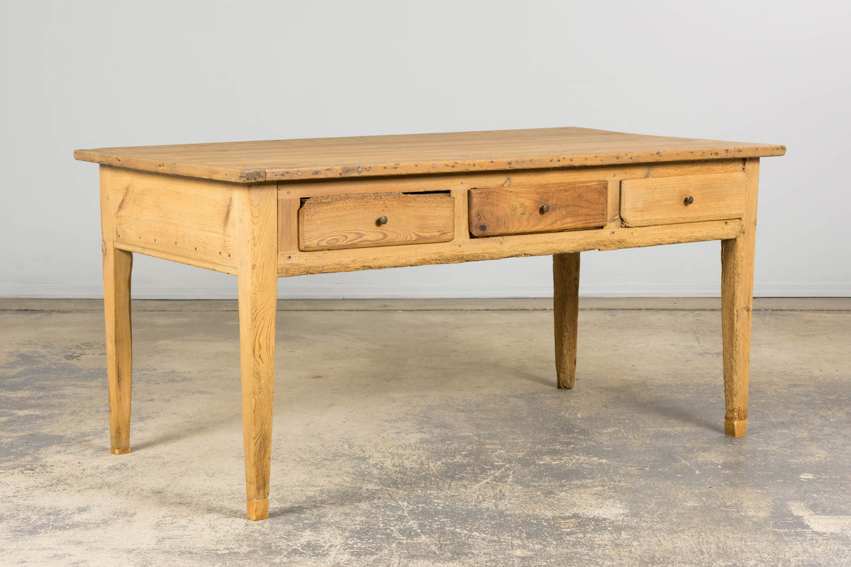 19th Century Country French Provincial Pine Farmhouse Island