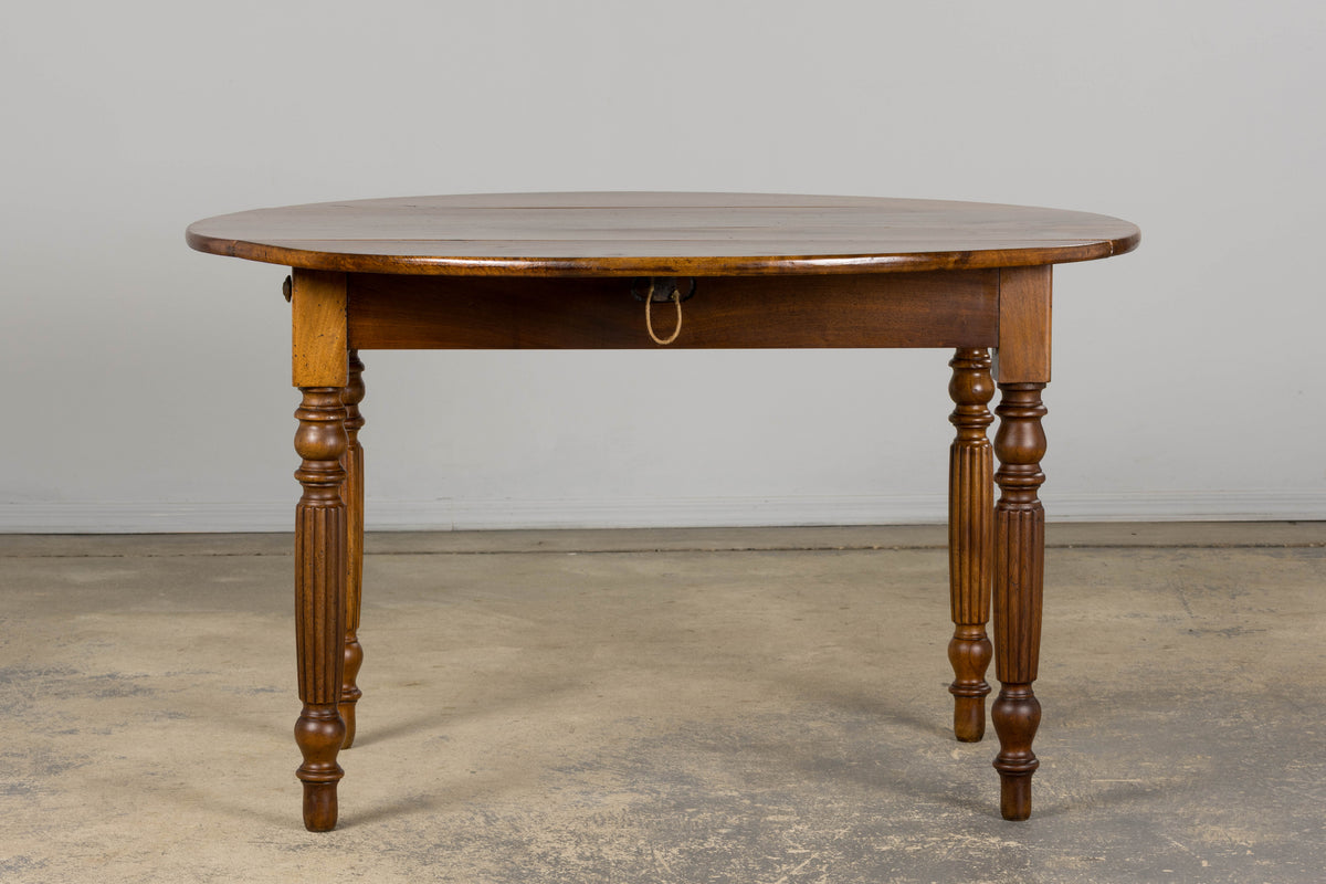 19th Century Country French Provincial Walnut Drop Leaf Table