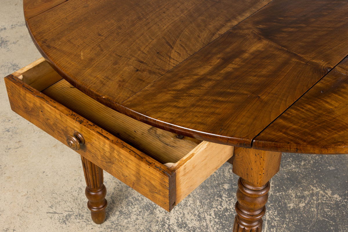 19th Century Country French Provincial Walnut Drop Leaf Table