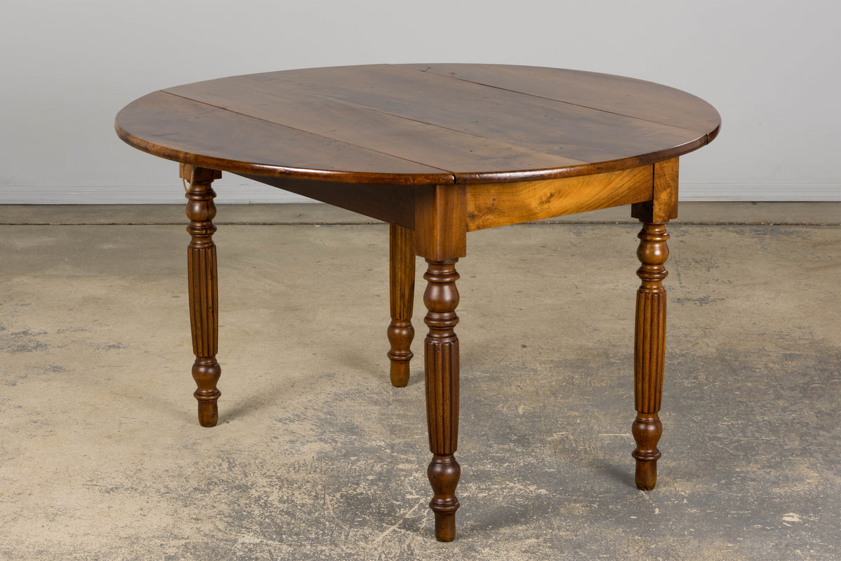 19th Century Country French Provincial Walnut Drop Leaf Table