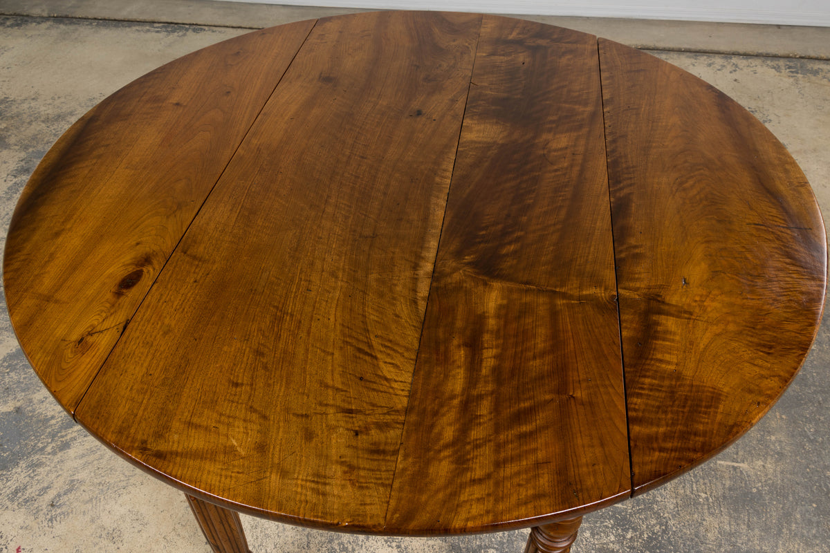19th Century Country French Provincial Walnut Drop Leaf Table