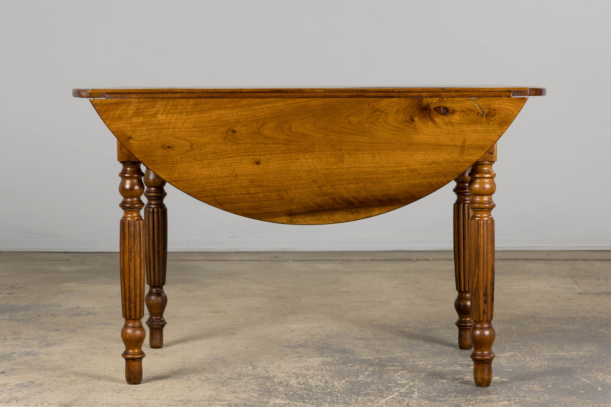 19th Century Country French Provincial Walnut Drop Leaf Table
