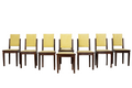 1930s French Art Deco Oak Dining Chairs in Light Yellow Velvet – Set of 8