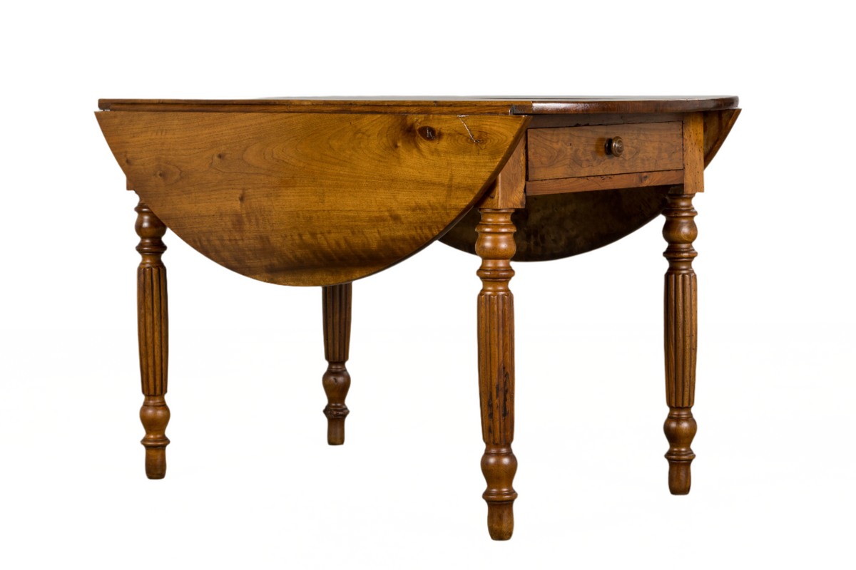 19th Century Country French Provincial Walnut Drop Leaf Table
