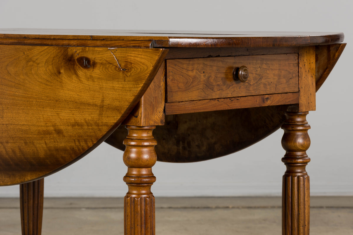 19th Century Country French Provincial Walnut Drop Leaf Table