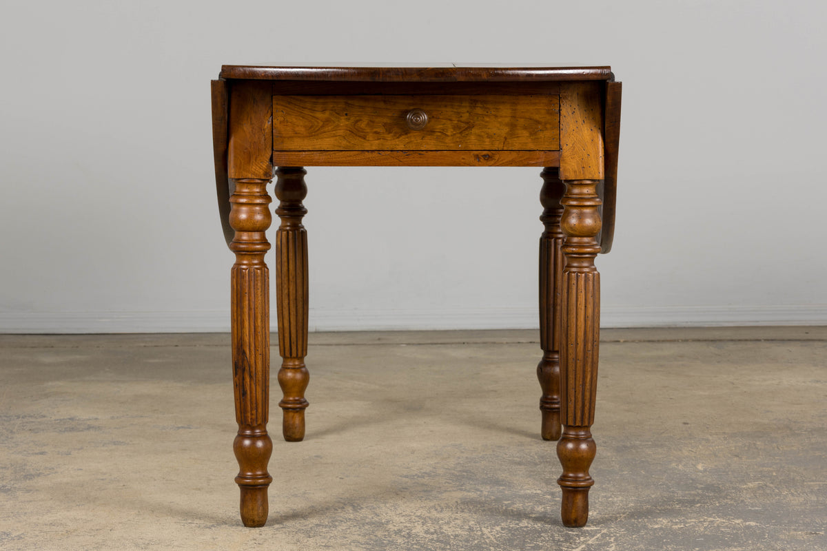 19th Century Country French Provincial Walnut Drop Leaf Table