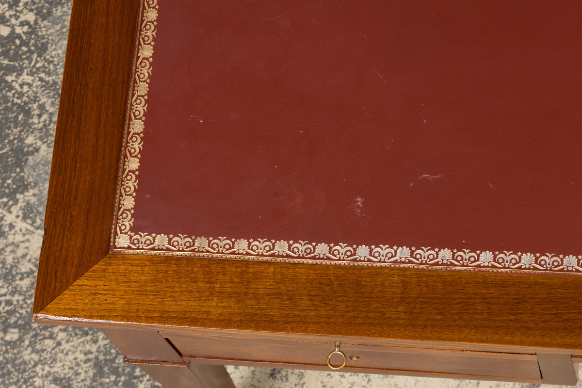 French Louis XVI Style Mahogany Writing Desk with Leather Top