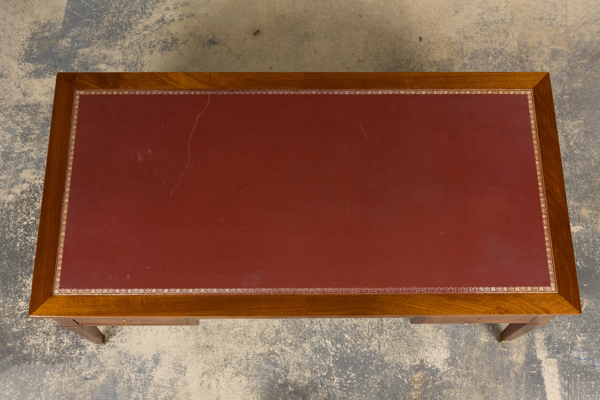 French Louis XVI Style Mahogany Writing Desk with Leather Top