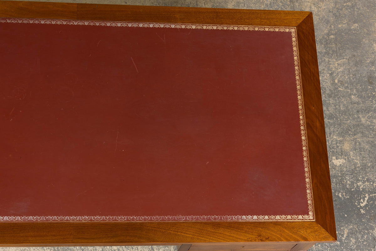 French Louis XVI Style Mahogany Writing Desk with Leather Top