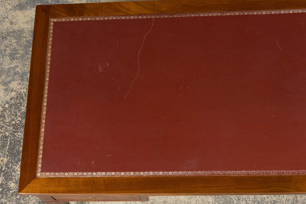 French Louis XVI Style Mahogany Writing Desk with Leather Top