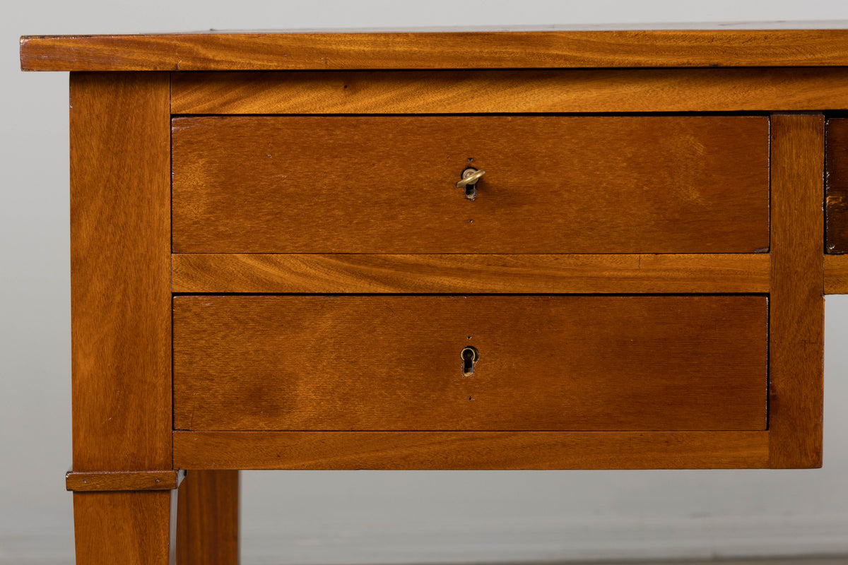 French Louis XVI Style Mahogany Writing Desk with Leather Top