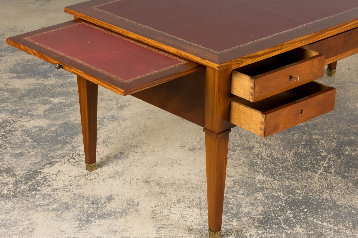 French Louis XVI Style Mahogany Writing Desk with Leather Top