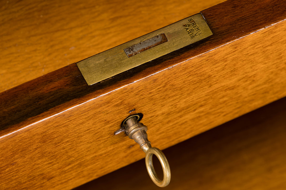 French Louis XVI Style Mahogany Writing Desk with Leather Top