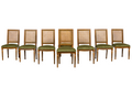 Antique French Louis XVI Style Dining Chairs in Olive Green - Set of 8
