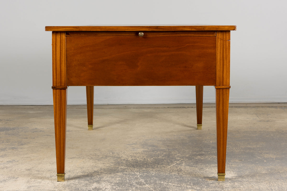 French Louis XVI Style Mahogany Writing Desk with Leather Top