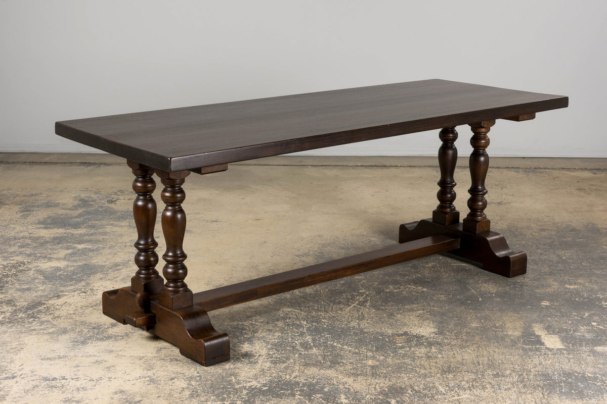 Country French Provincial Oak Trestle Farmhouse Dining Table