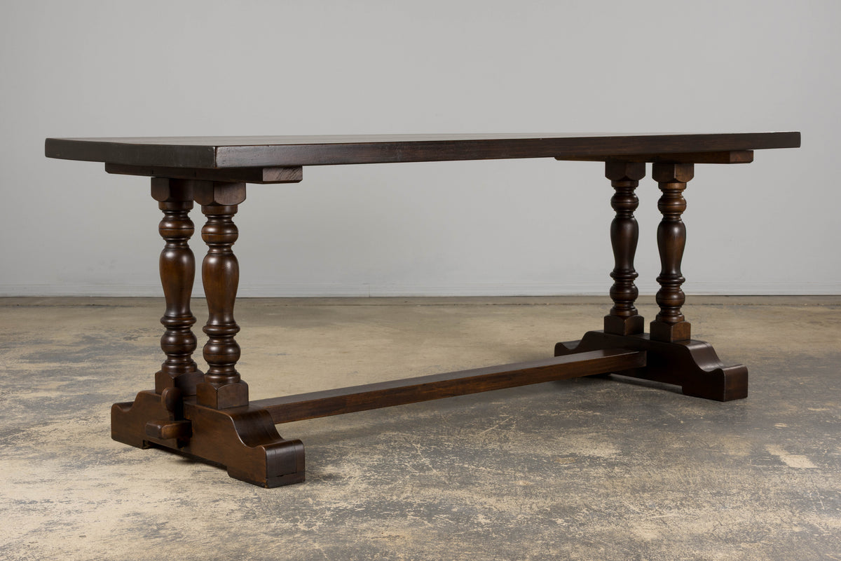 Country French Provincial Oak Trestle Farmhouse Dining Table