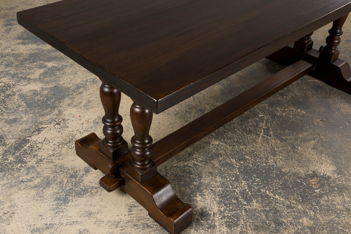 Country French Provincial Oak Trestle Farmhouse Dining Table