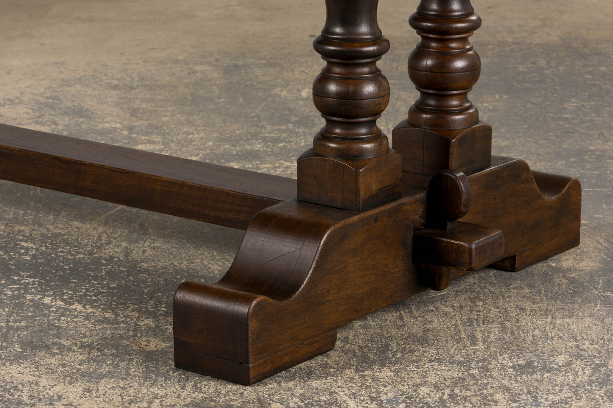 Country French Provincial Oak Trestle Farmhouse Dining Table