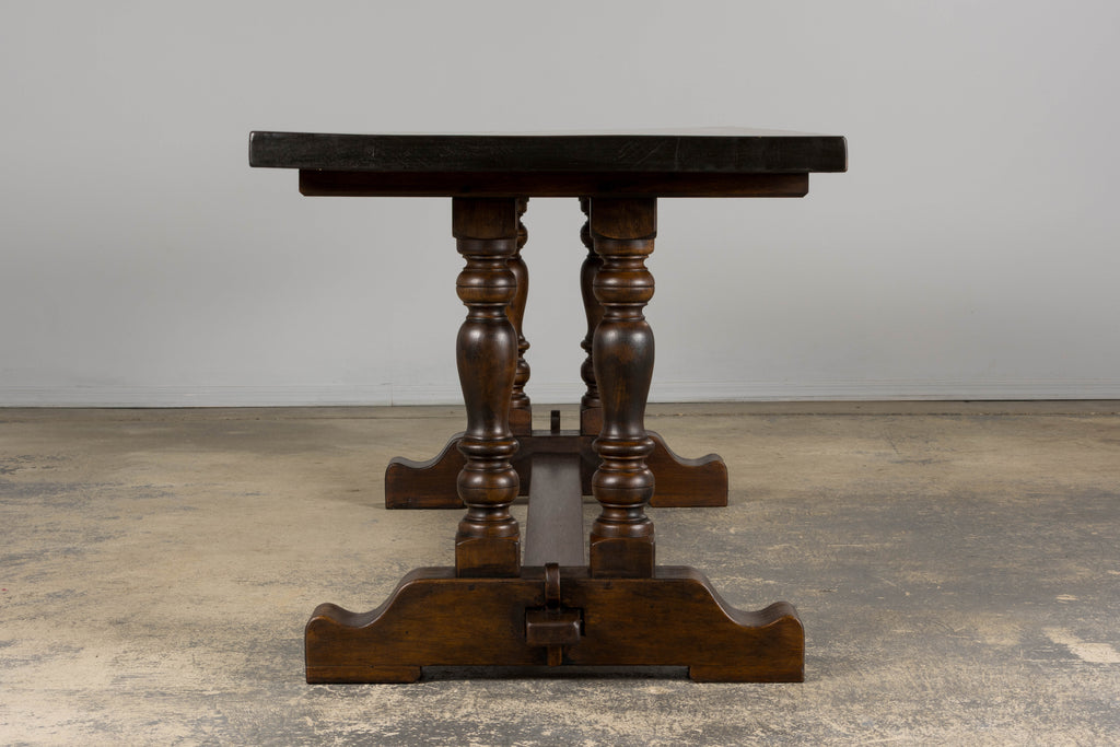Country French Provincial Oak Trestle Farmhouse Dining Table