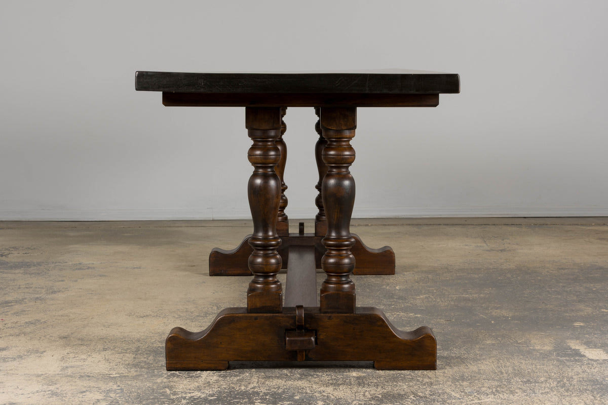 Country French Provincial Oak Trestle Farmhouse Dining Table