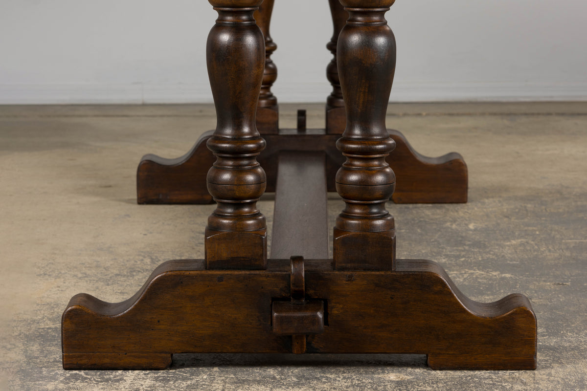 Country French Provincial Oak Trestle Farmhouse Dining Table