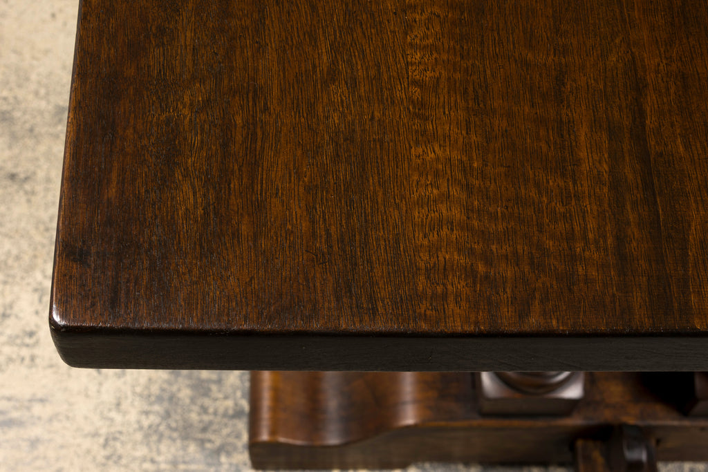 Country French Provincial Oak Trestle Farmhouse Dining Table