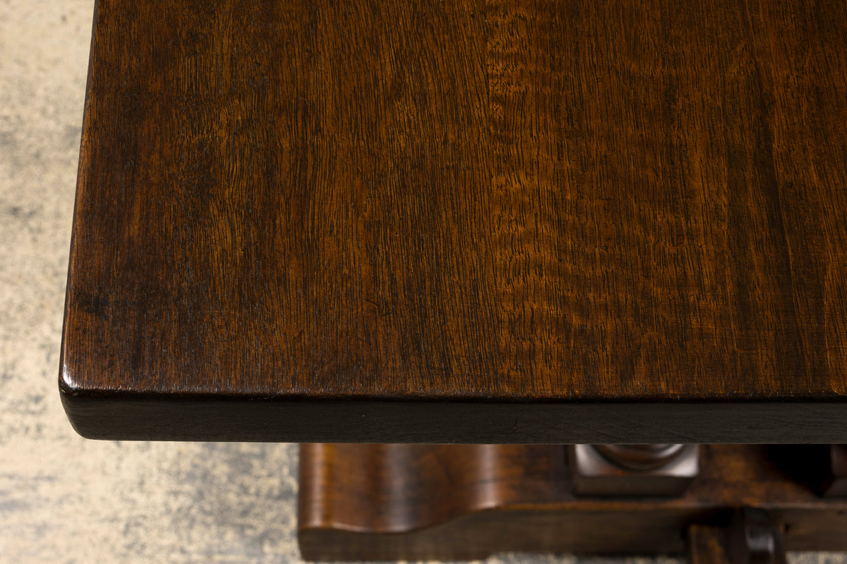 Country French Provincial Oak Trestle Farmhouse Dining Table