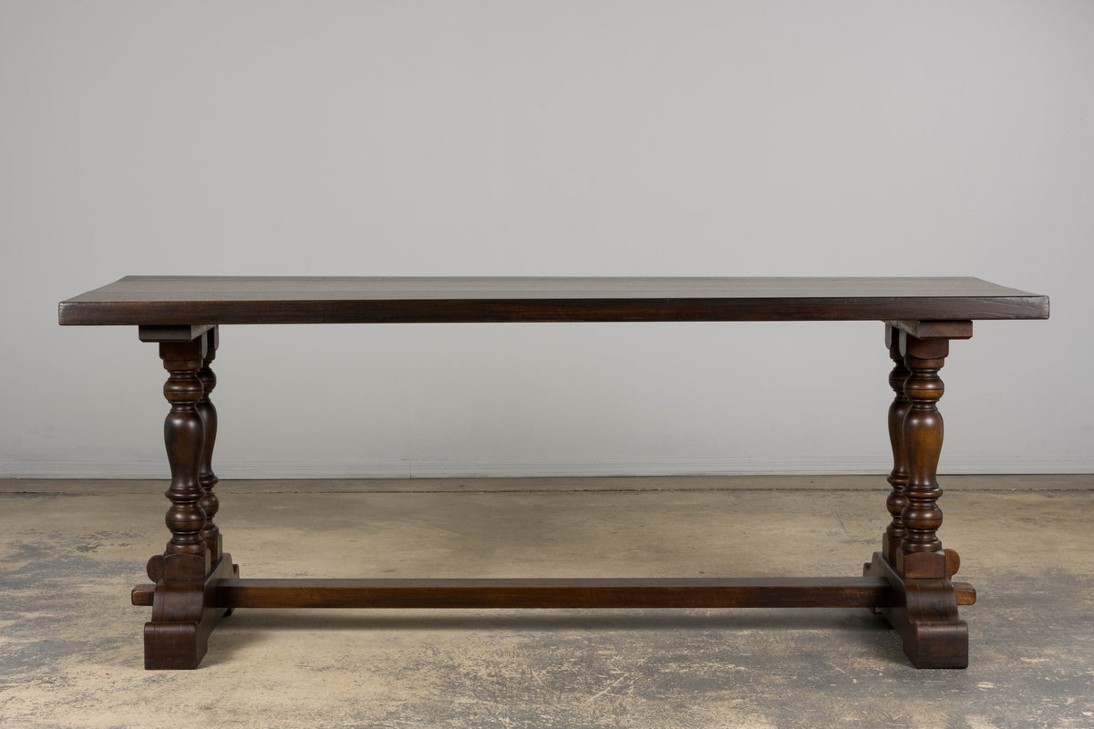 Country French Provincial Oak Trestle Farmhouse Dining Table