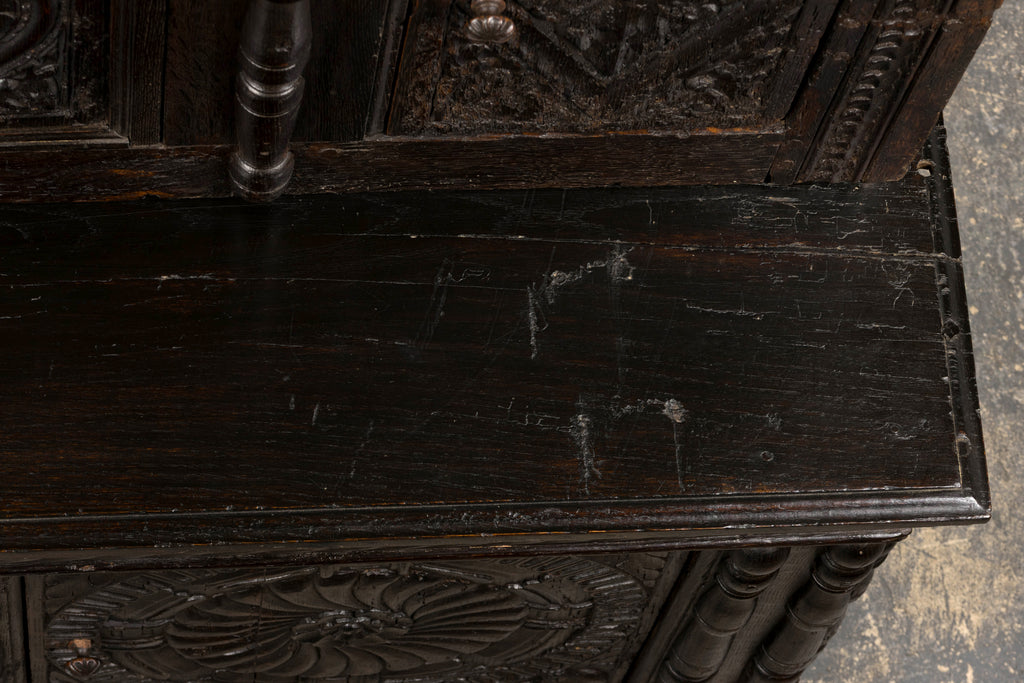 ON HOLD 18th Century French Renaissance Carved Oak Cupboard Buffet