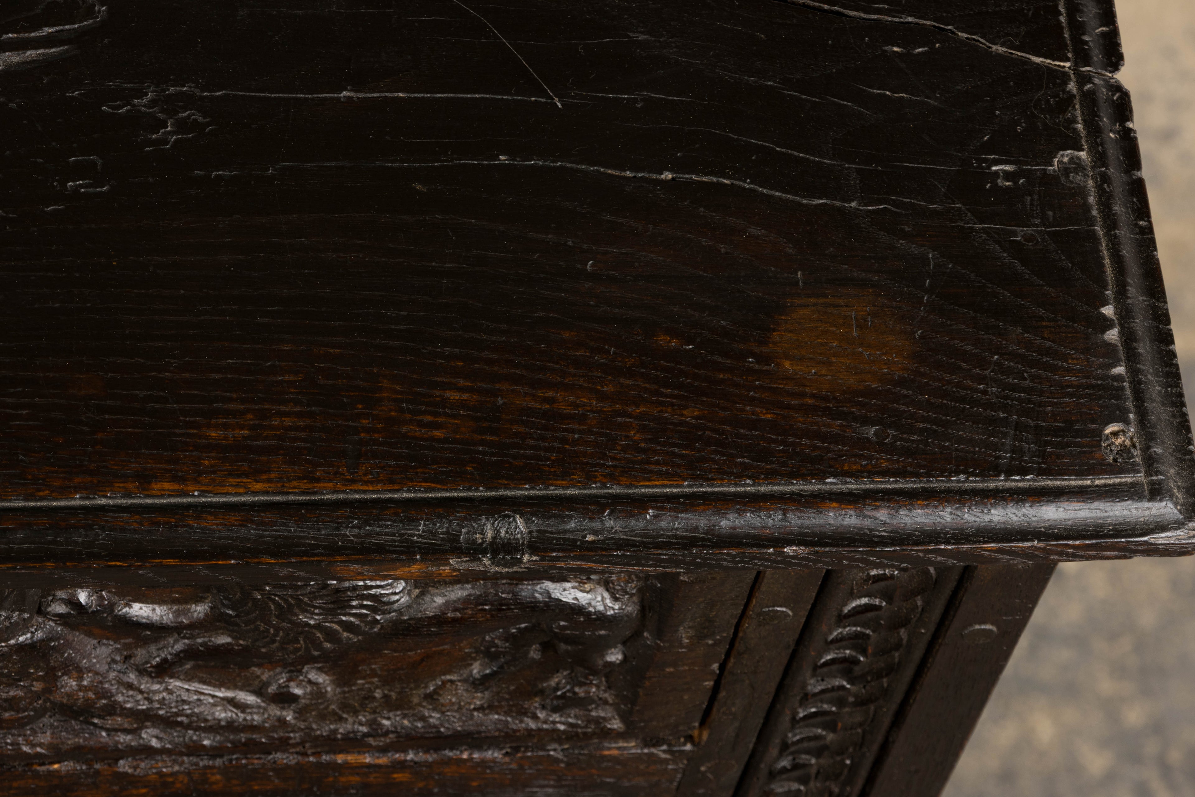 ON HOLD 18th Century French Renaissance Carved Oak Cupboard Buffet
