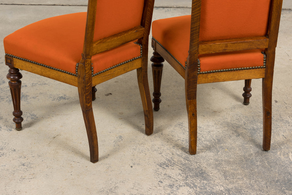 Antique French Napoleon III Style Oak Dining Chairs - Set of 12