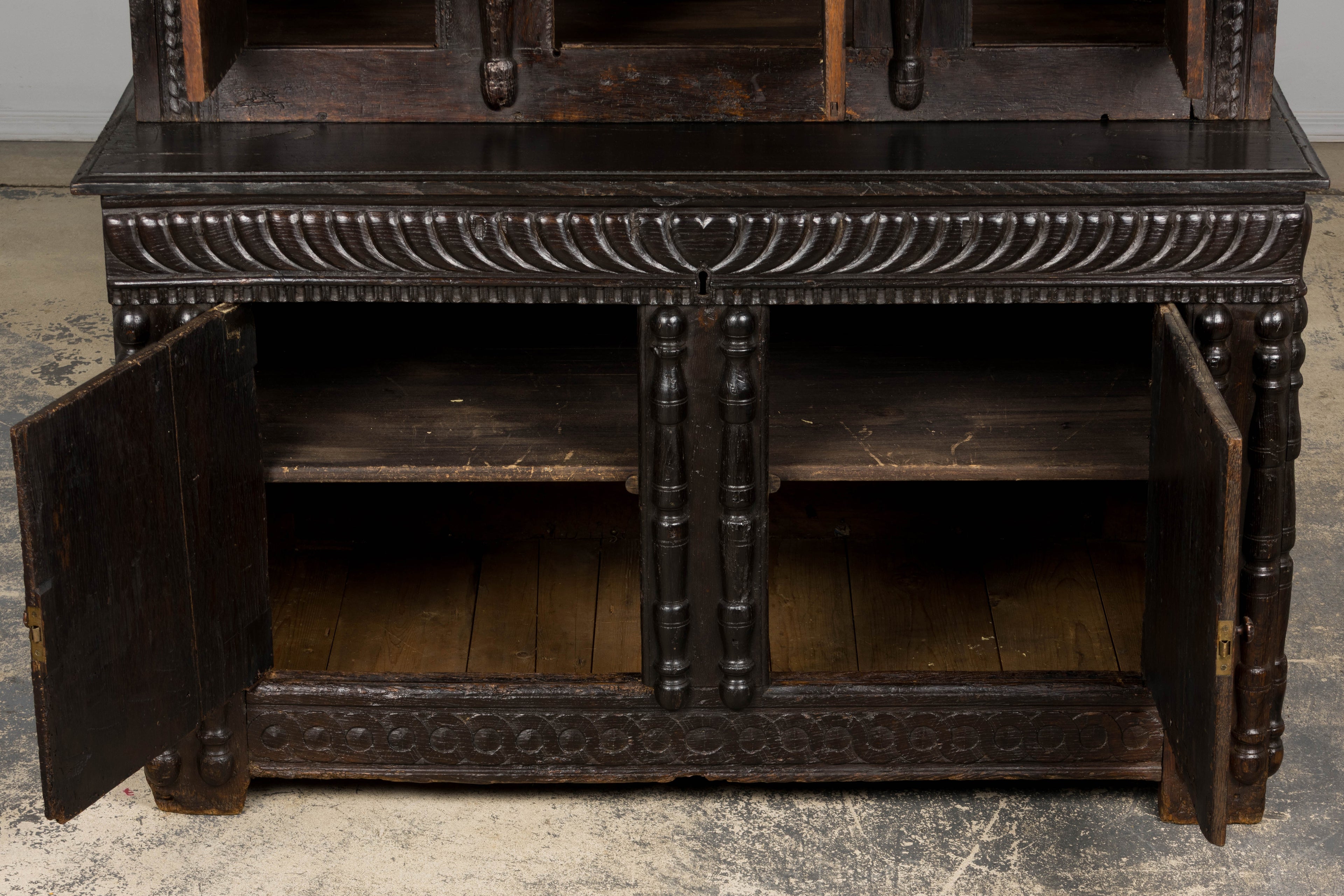 ON HOLD 18th Century French Renaissance Carved Oak Cupboard Buffet