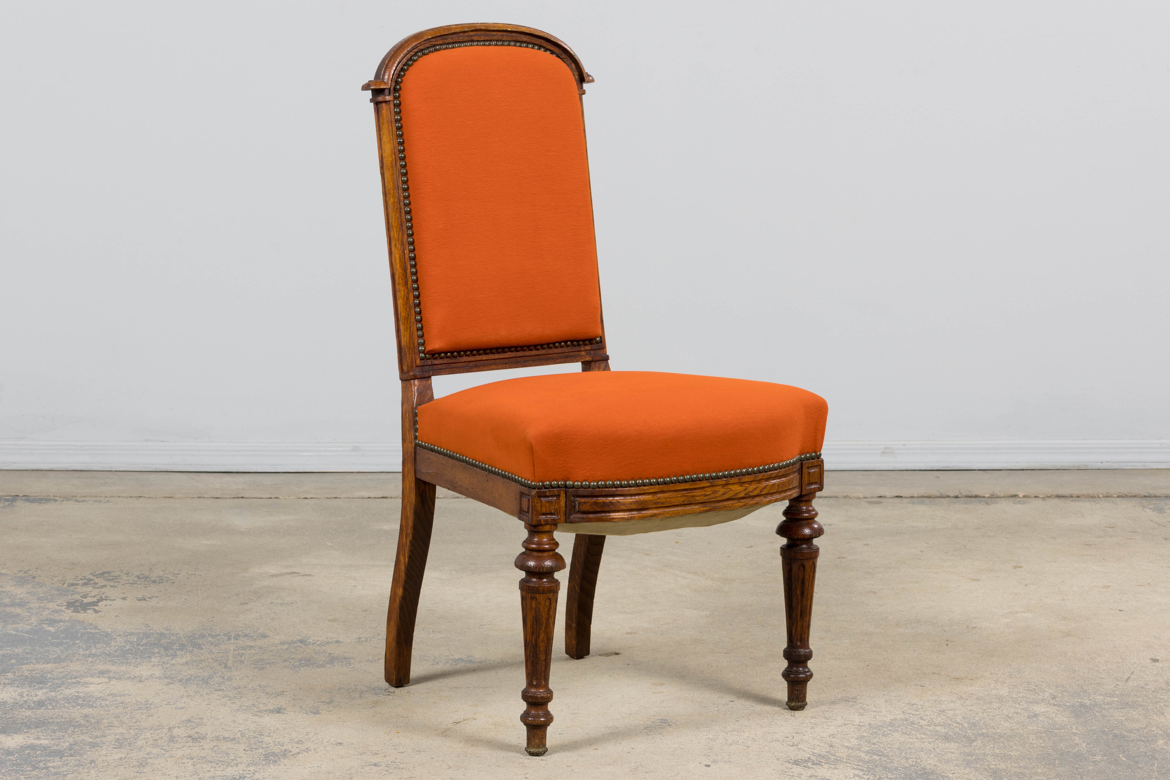 Antique French Napoleon III Style Oak Dining Chairs - Set of 12