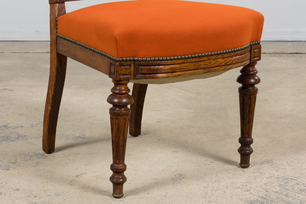 Antique French Napoleon III Style Oak Dining Chairs - Set of 12