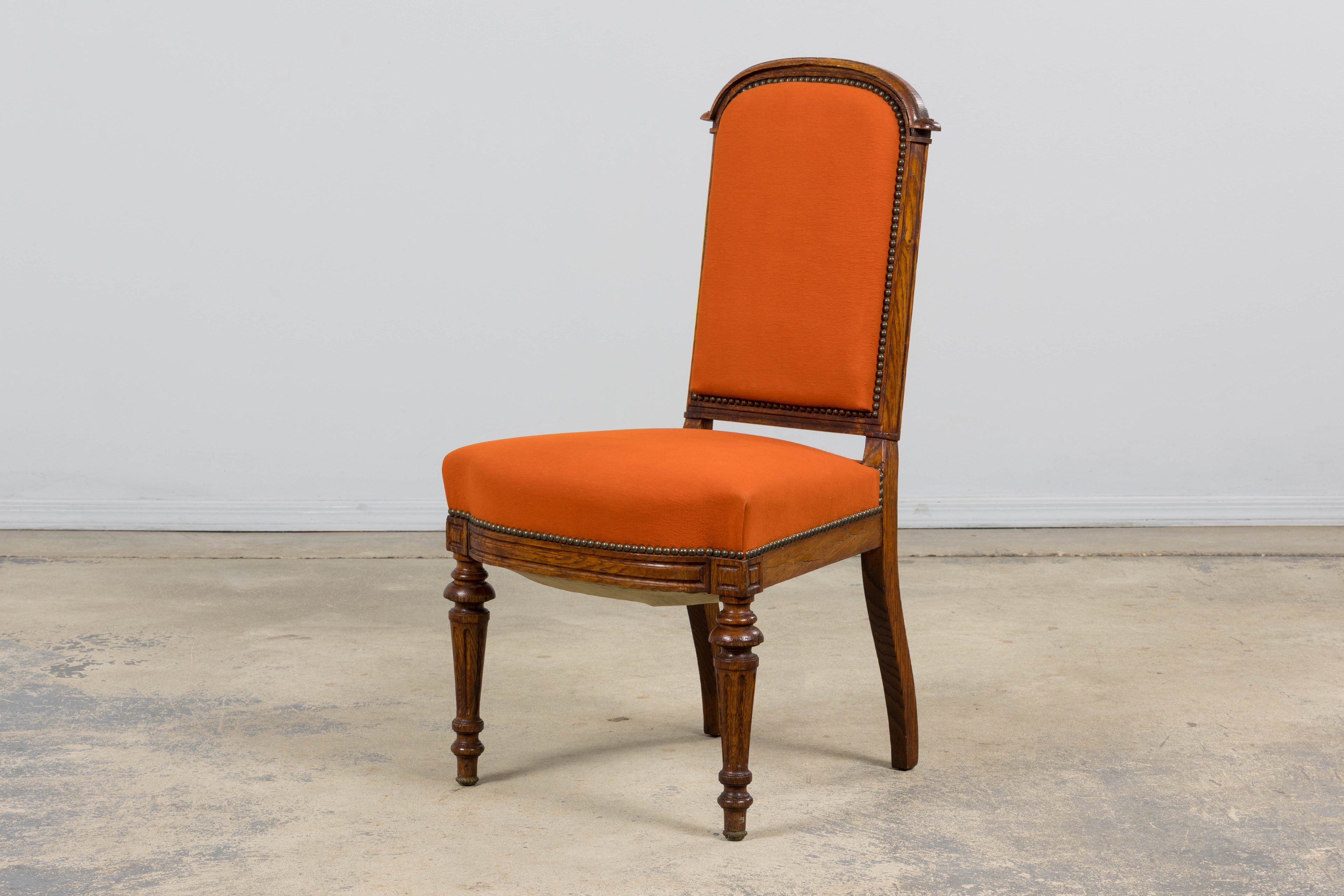 Antique French Napoleon III Style Oak Dining Chairs - Set of 12