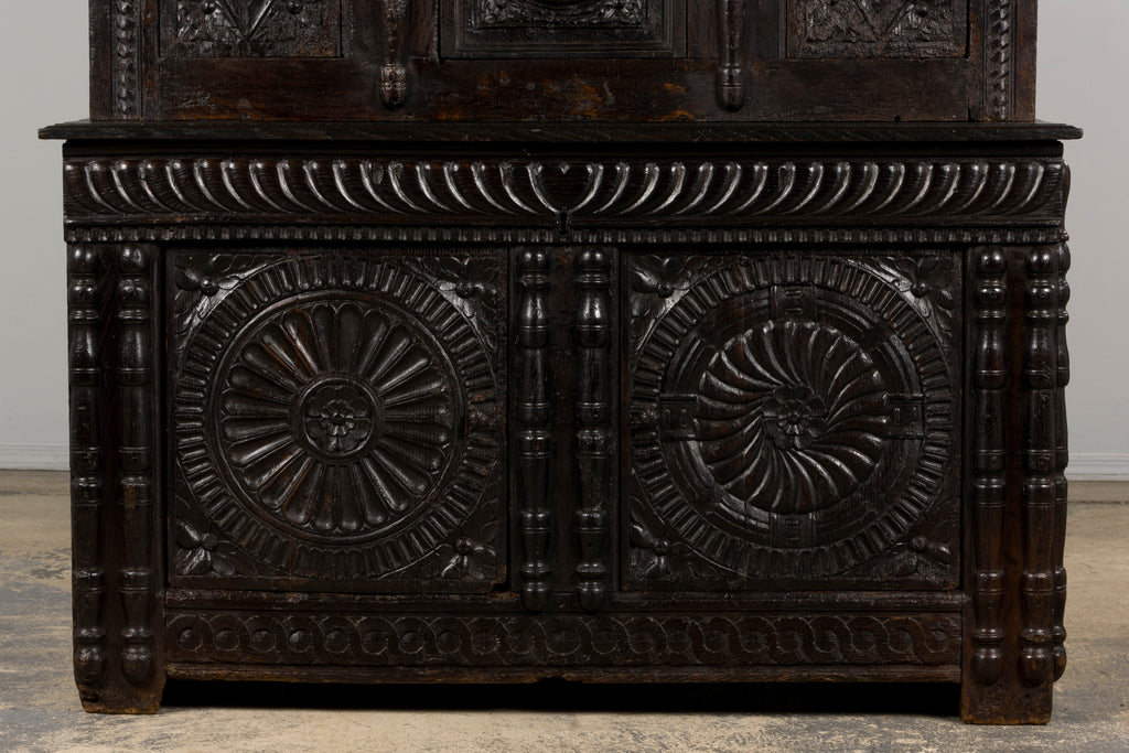 ON HOLD 18th Century French Renaissance Carved Oak Cupboard Buffet
