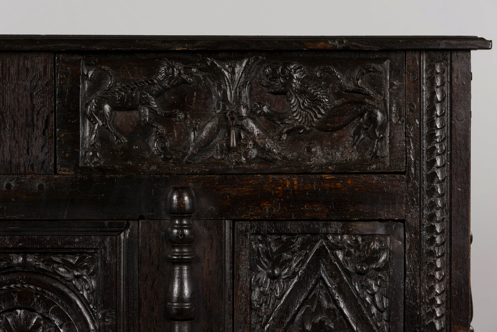 ON HOLD 18th Century French Renaissance Carved Oak Cupboard Buffet