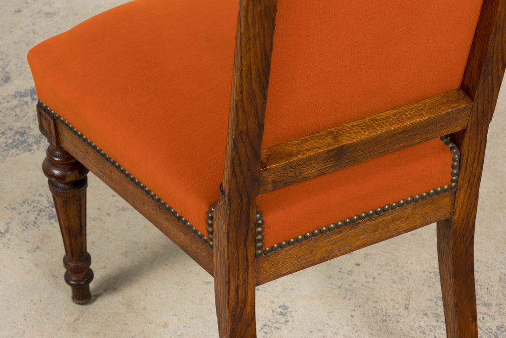 Antique French Napoleon III Style Oak Dining Chairs - Set of 12