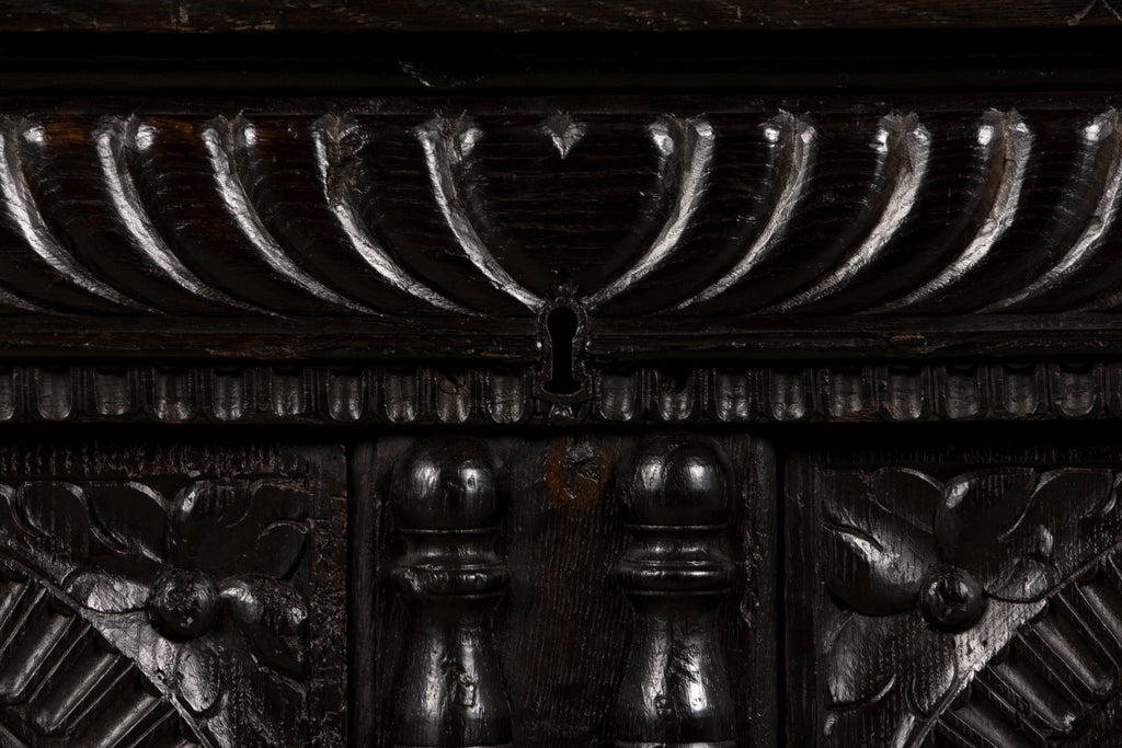 ON HOLD 18th Century French Renaissance Carved Oak Cupboard Buffet